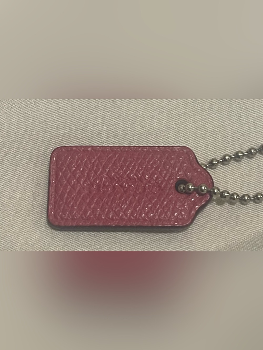 Small Coach Pink Leather hangTag Keychain Pendant